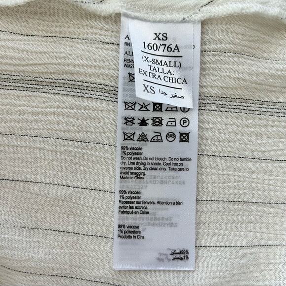 AllSaints Penny Striped Cross Over Top Womens Size XS White Gray Faux Wrap - Picture 13 of 14